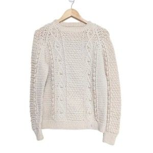 Vintage Wool Fisherman Sweater Hand Knit Popcorn Chunky Warm Thick